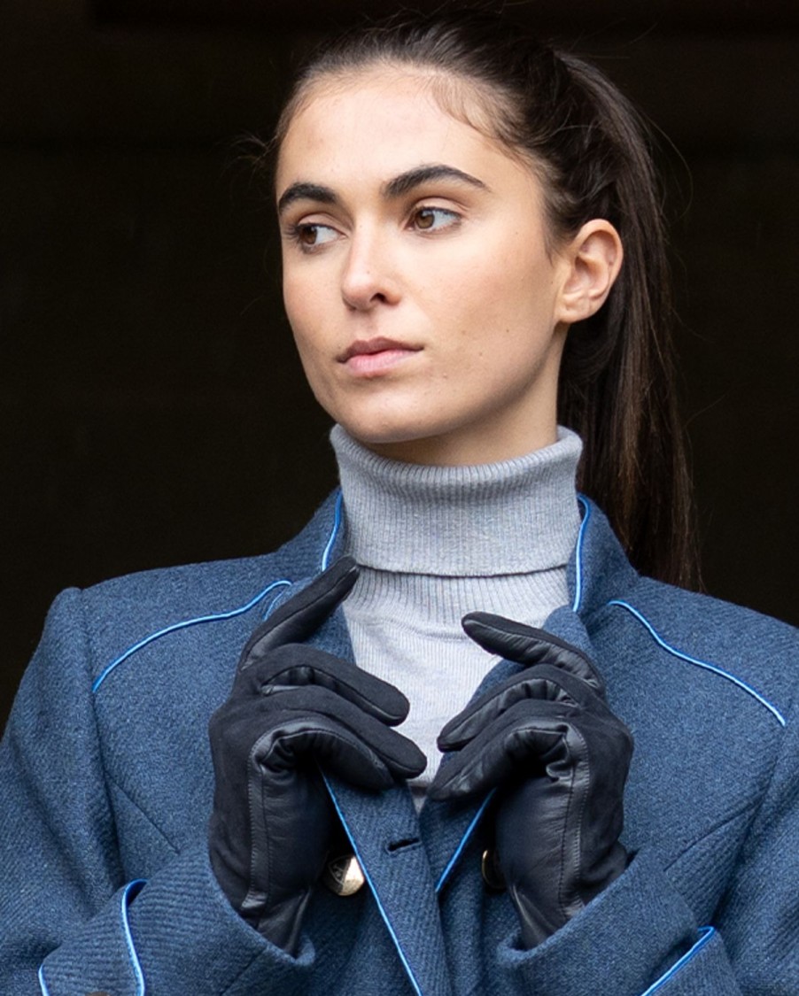 Welligogs Scarves & Gloves | Leather & Suede Navy Gloves