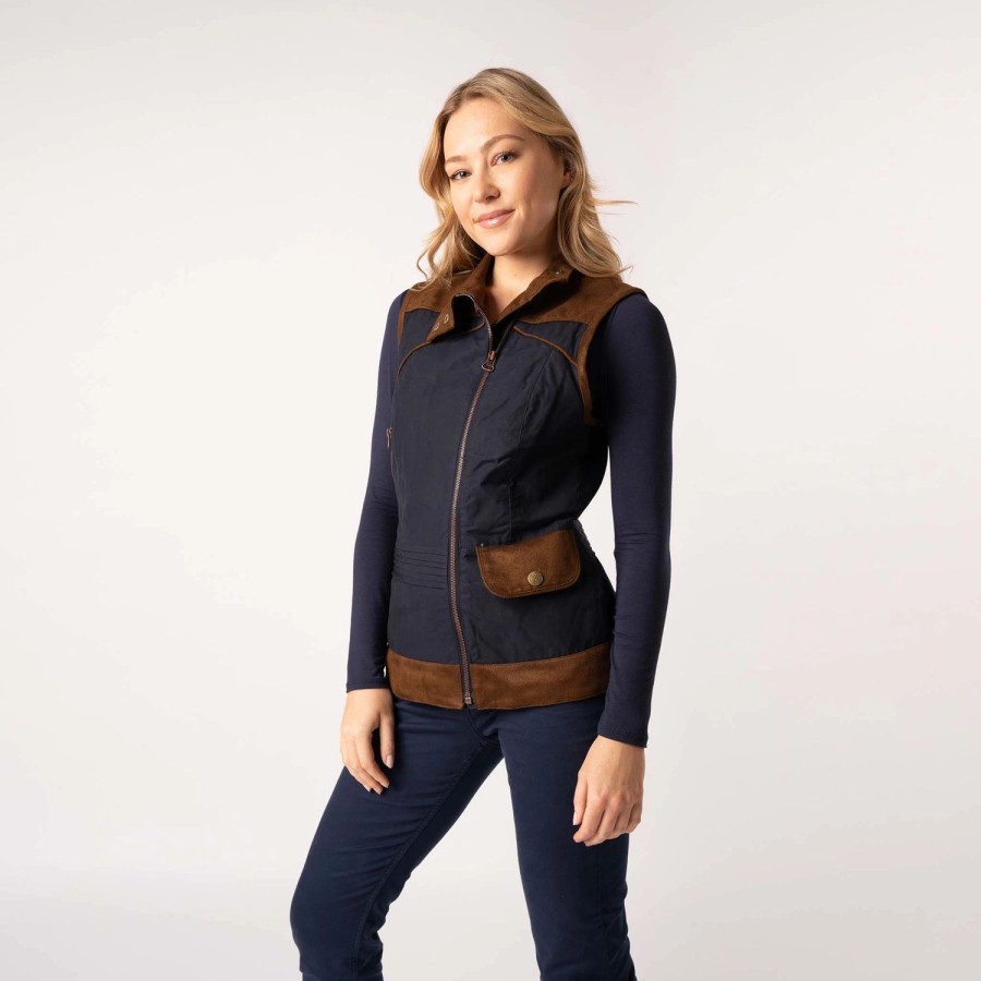 Welligogs Gilets | Roxy Navy/Chocolate Wax Gilet