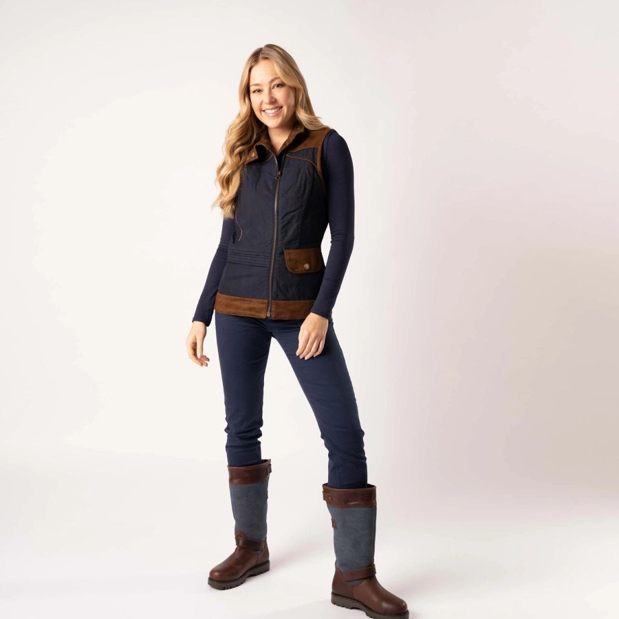 Welligogs Gilets | Roxy Navy/Chocolate Wax Gilet