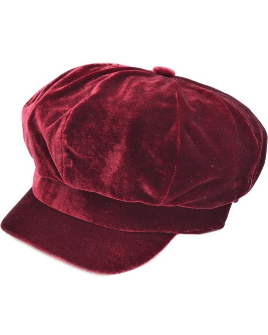 Welligogs Hats | Bakerboy Burgundy Velvet Cap