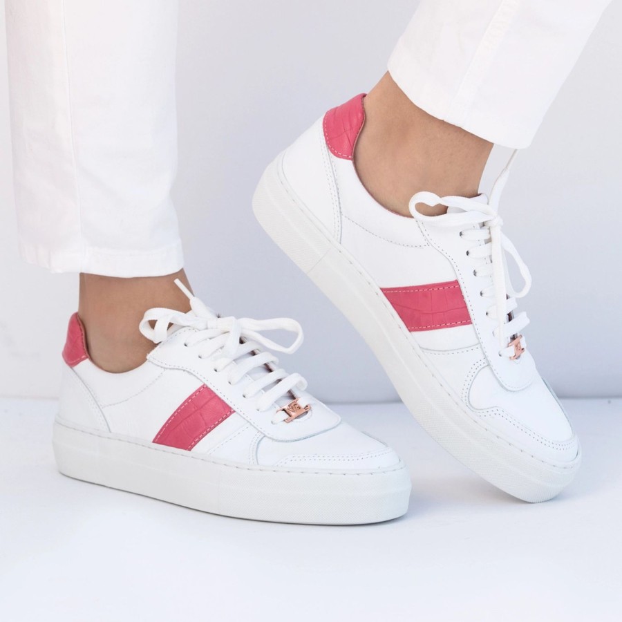 Welligogs Trainers | Stella White/Pink Leather Trainers