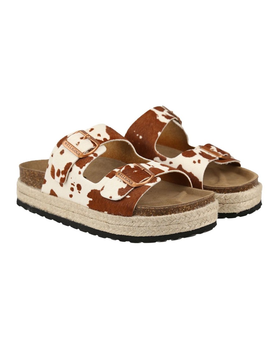 Welligogs Sandals & Espadrilles | Safari Brown Cow Slides