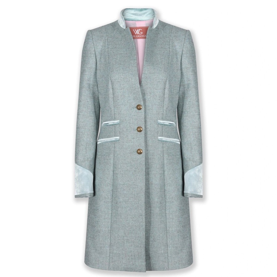 Welligogs Coats | Oxford Duck Egg Blue Wool Coat