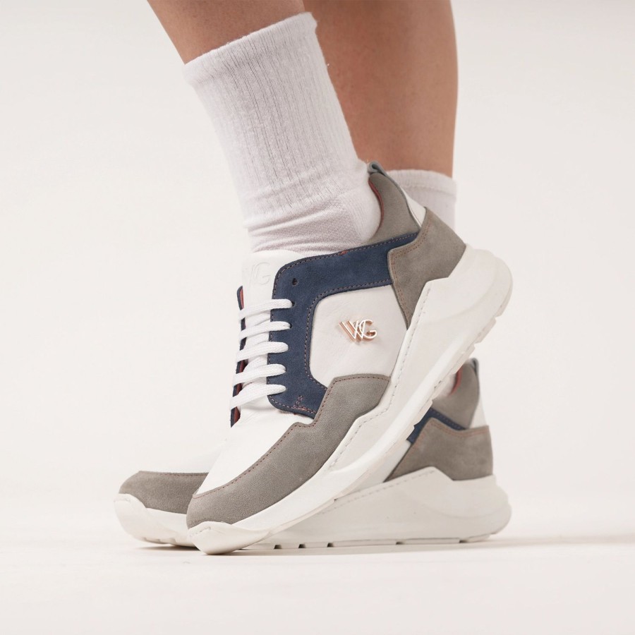 Welligogs Trainers | Camden Grey/Blue Chunky Trainers