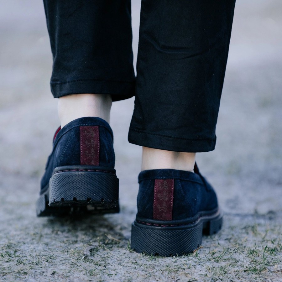 Welligogs Flat Shoes | Hackney Navy Suede Loafers