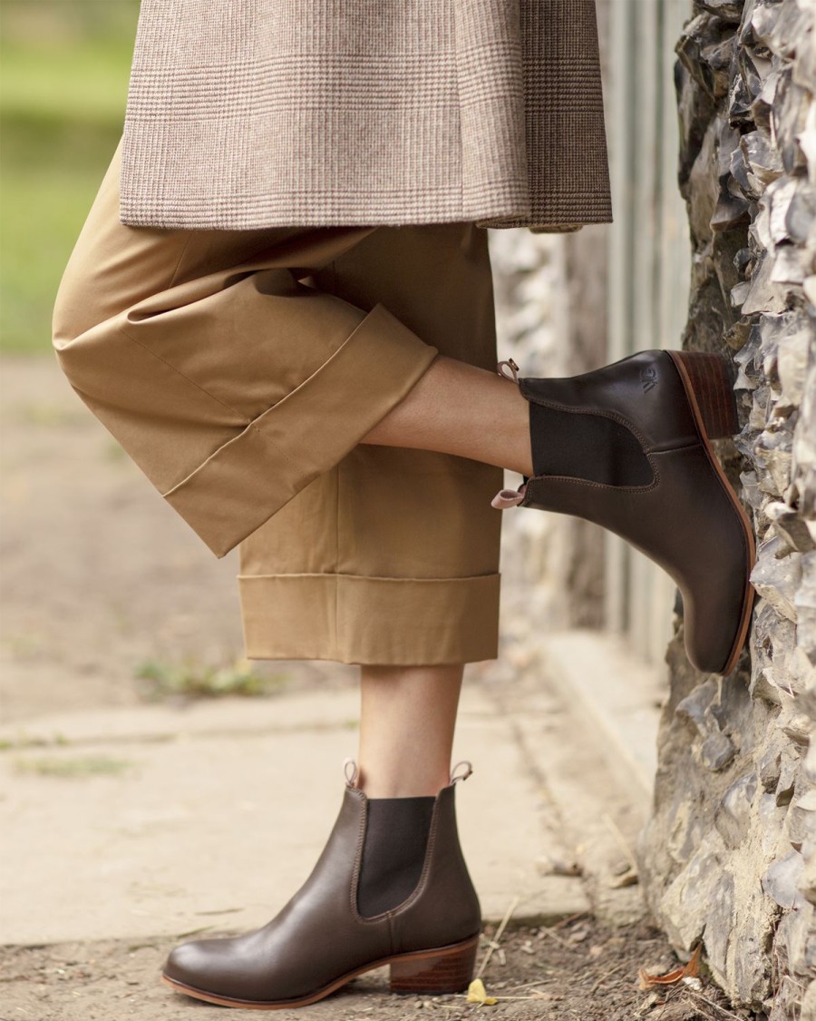 Welligogs Short Boots | Chelsea Mahogany Leather Boots