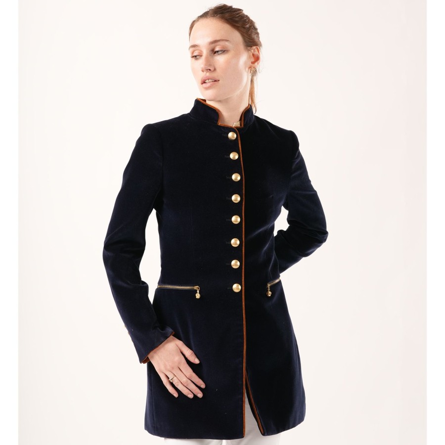 Welligogs Coats | Seville Navy Velvet Coat