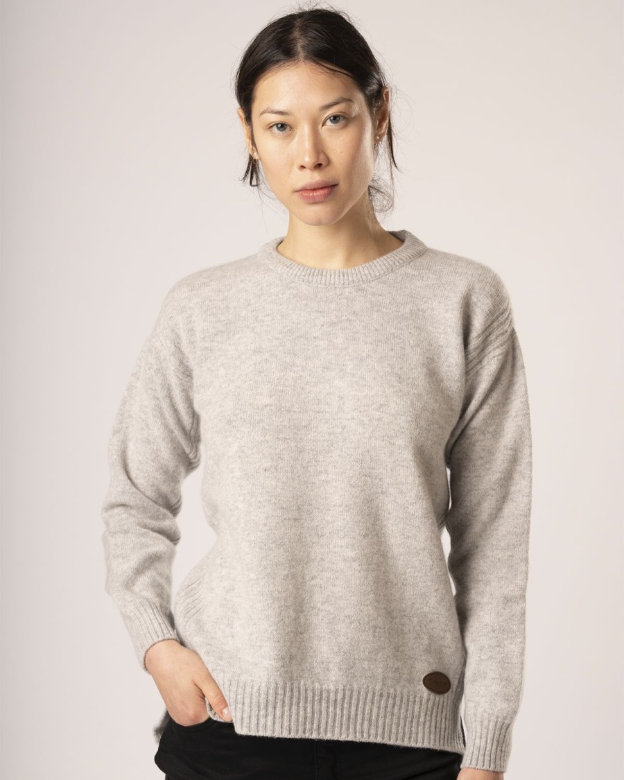 Welligogs Jumpers & Cardigans | Lambswool Relaxed Fit Light Grey Jumper