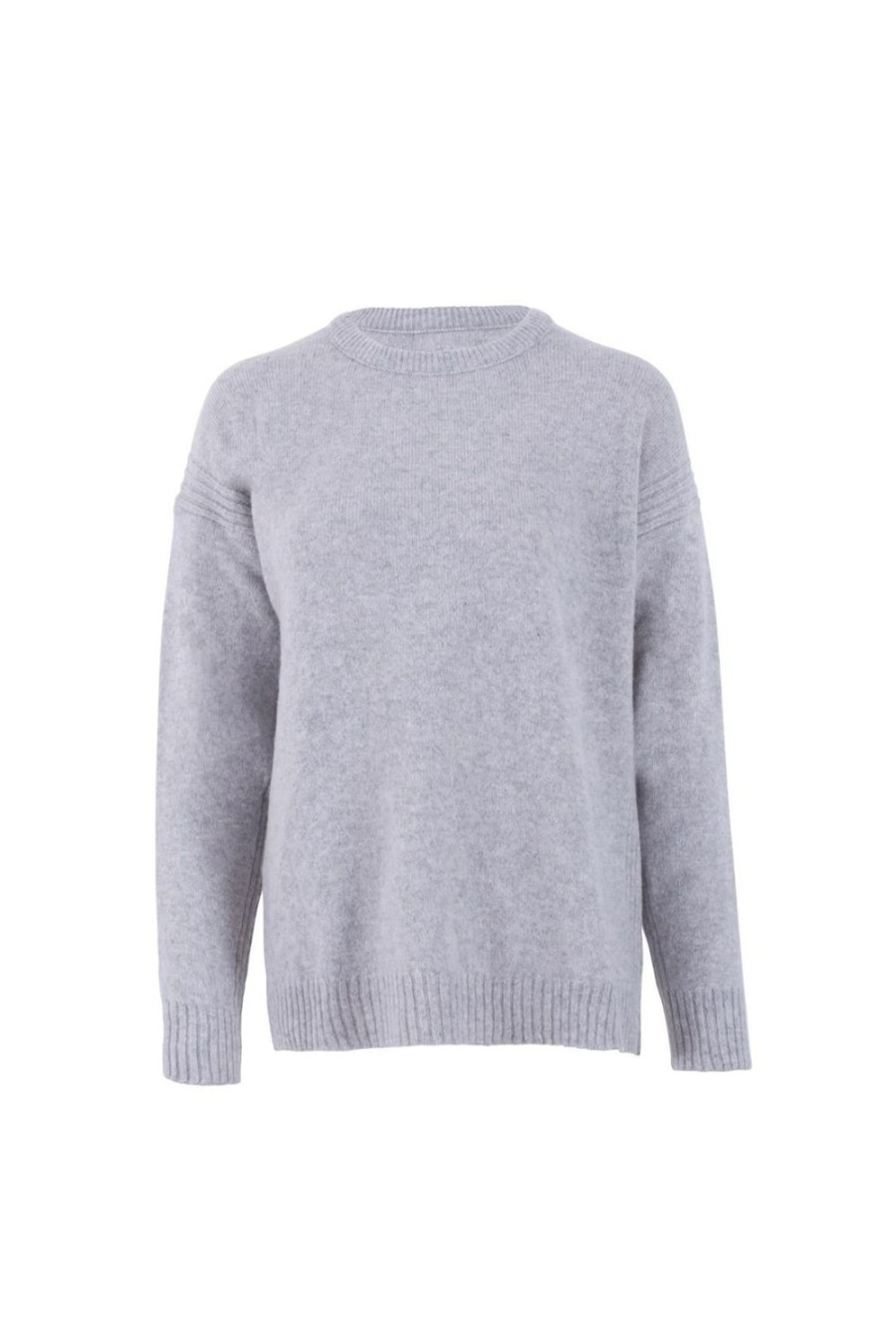 Welligogs Jumpers & Cardigans | Lambswool Relaxed Fit Light Grey Jumper