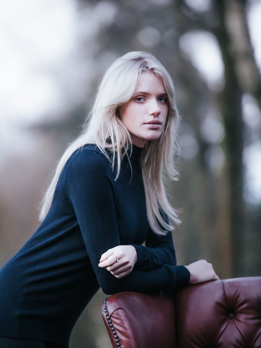 Welligogs Jumpers & Cardigans | Merino Wool Turtle Neck Navy Jumper