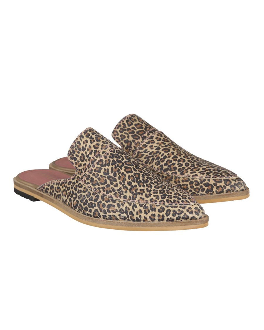 Welligogs Flat Shoes | De Beauvoir Cheetah Mules